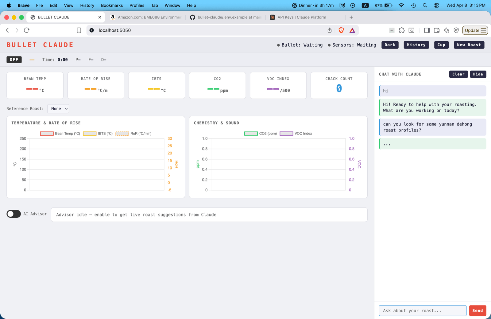 Bullet Claude v1 dashboard showing the plan workspace.